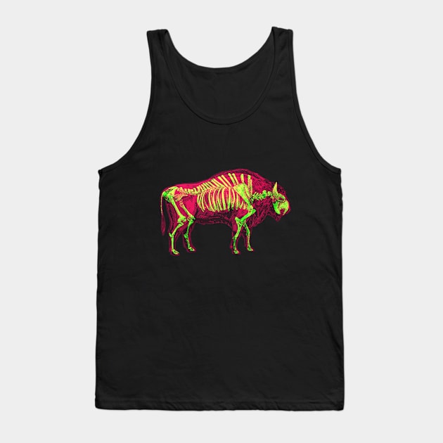 Bison Skeleton Interactive Magenta&Green Filter T-Shirt By Red&Blue Tank Top by RedAndBlue